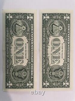 Duplicate 1 dollar bill star note in sequence