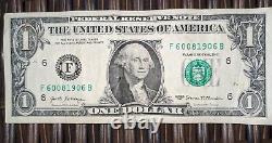 FLIPPER FANCY SERIAL NUMBER F 60081906. 2017 $1 One Dollar US Banknote