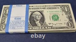 FULL Pack of 100 Consecutive One Dollar Bills $1 1963 A UNCIRCULATED #55167