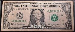 Fancy Serial Number $1 Bill Series 201388088088 (Binary Oscillating Radar)