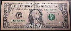 Fancy Serial Number $1 Bill Series 201780800808 (Binary Radar)