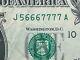 Fancy Serial Number One Dollar Bill Supper Ladder 5 666 7777 Note