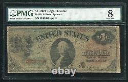 Fr. 18 1869 $1 One Dollar Rainbow Legal Tender United States Note Pmg Vg-8