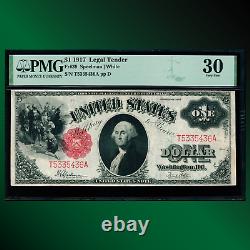 Fr. 39 1917 $1 One Dollar Legal Tender Note, Sawhorse Reverse, PMG 30, 35436