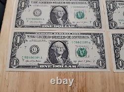 Gas Pump $1 Error Note Stuck Digit One Dollar Bill Sequential Currency Lot of 10