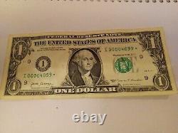 I 00004099 One 1$ Dollar Bill low serial number Star Note MinneapolisSerie2017
