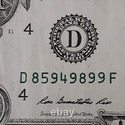 Ink Error One Dollar $1 Bill Fed Res Note 2013 Mismatched Colored Serial Numbers