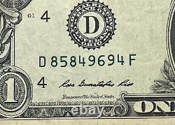 Jet Black Ink Well Contamination Error One Dollar Bill 2013 Federal Reserve Note