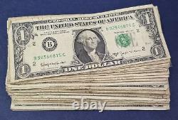 LOT 100x 1963 B One Dollar Bills BARR NOTES $1 Federal Reserve Notes #55205