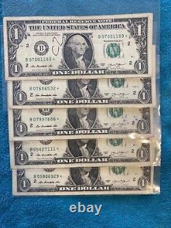 Lot (10) 2013 B One Dollar Bill Star Notes! Duplicate Serial Numbers FWithDC