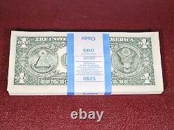 Lot Of 100 New $1 Dollar Bills-uncirculated One Dollar Banknotes 2021 Bep Strap