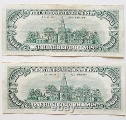 Lot Of 2 1969A One Hundred Dollar Bill. $100 Note One Cleveland, One St. Louis