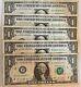 Lot Of 5 2013 $1 B Series Duplicate Star Note Used