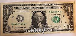 Lot of 5 2013 $1 B Series DUPLICATE STAR NOTE USED