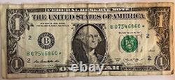 Lot of 5 2013 $1 B Series DUPLICATE STAR NOTE USED