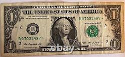 Lot of 5 2013 $1 B Series DUPLICATE STAR NOTE USED