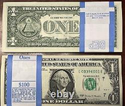 Lot of NEW (200) $1 Dollar Bills New Uncirculated One Dollar Banknotes 2017