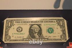 Lucky 777 One Dollar Federal Reserve Note 2009 Series Dallas $1 Bep Birth Yr 5pc