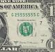 Near Solid 5s Fancy Serial Number One Dollar Bill G25555555c 7 In A Row 5's Fw