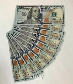 New Uncirculated $100 One Hundred Dollar Bill in Sequential Order US Real Money