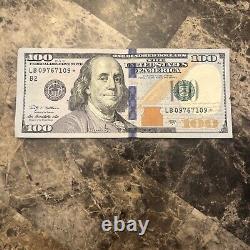 One 100 Dollar Bill Star Note Series 2009A / Rare Serial 09/09/1767