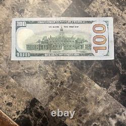 One 100 Dollar Bill Star Note Series 2009A / Rare Serial 09/09/1767