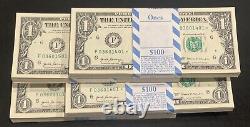 One (1) Stack $100FV Sequential, Uncirculated, BEP 2017 $1 Dollar STAR Note RARE