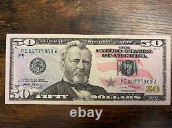 One $50 2017 A FIFTY DOLLAR NOTE E UNC GEMS OUT OF BEP STACK BRICK