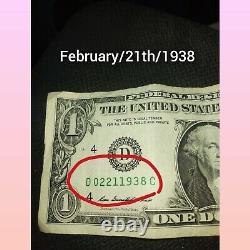 One Birthday dollar bill /02/21th/1938