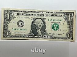 One Dollar Bill Fancy Serial Number Series 2009 Seven 7 of a Kind 4s Near Solid