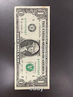 One Dollar Bill SUPER REPEATER 6 7's Fancy SERIAL NUMBER