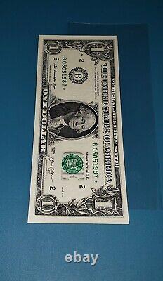 One Dollar Bill Star Note 2013 B 06051987 Duplicate Serial number Fancy UNC