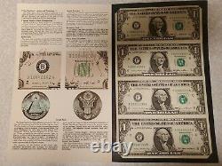 One Dollar Bill Un Cut Sheet Rare Binary Note 99993399