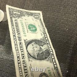 One Dollar Bill Very Fancy Low Serial Number G 00000369 I