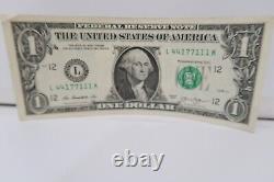 One Dollar Bill-fancy Repeater Serial Number L44177111k 2013