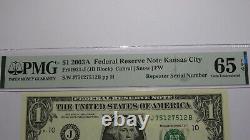 One Dollar Fancy Bill Repeater 7512 7512 Federal Reserve Series 2003A PMG UNC65