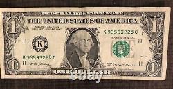 One Dollar Federal Reserve $1 Note ODOMETER Serial Num Gas Pump & Misalignment