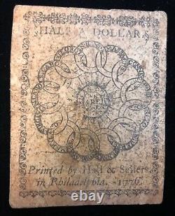 One Half Dollar February 17, 1776 Continental Currency Note (b) Cc-21