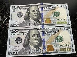 One Hundred 100 dollar bill sequential serial numbers 2017