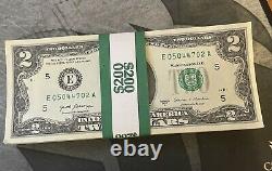 One Stack of 2017 A Two Dollar Bills. Uncirculated, clean and crisp