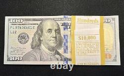 One U. S. $100 Dollar Bill From A New Bundle, 2017, Uncirculated