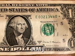One dollar bill star note 2017-E with unique serial number