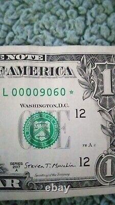 One dollar bill with a star and first four zeros, RARE, under first ten thousand