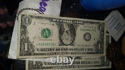 One dollar bill with serial number 62666668