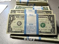 Pack Of 100 $1 DOLLAR 2021 $1 Notes UNC H-A (ST LOUIS H) FRN BUNDLE