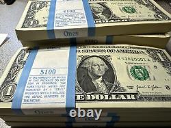 Pack Of 100 $1 DOLLAR 2021 $1 Notes UNC H-A (ST LOUIS H) FRN BUNDLE