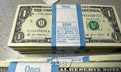 Pack Of 100 $1 DOLLAR 2021 $1 Notes UNC H-A (ST LOUIS H) FRN BUNDLE