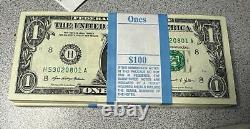 Pack Of 100 $1 DOLLAR 2021 $1 Notes UNC H-A (ST LOUIS H) FRN BUNDLE