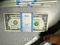 Pack Of 100 $1 DOLLAR 2021 $1 Notes UNC H-A (ST LOUIS H) FRN BUNDLE