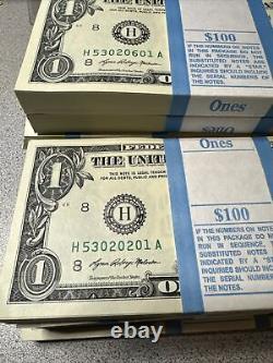 Pack Of 100 $1 DOLLAR 2021 $1 Notes UNC H-A (ST LOUIS H) FRN BUNDLE